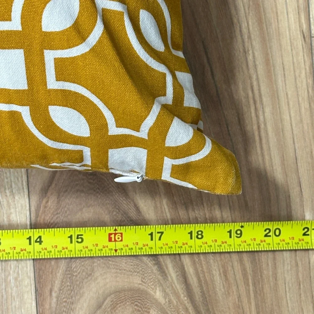 H&M Mustard Yellow Geometric Trellis Square Throw Pillow 19